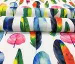 Colorful Feather Patterned White Upholstery and Curtain Fabric - Image 6