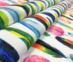 Colorful Feather Patterned White Upholstery and Curtain Fabric - Image 7