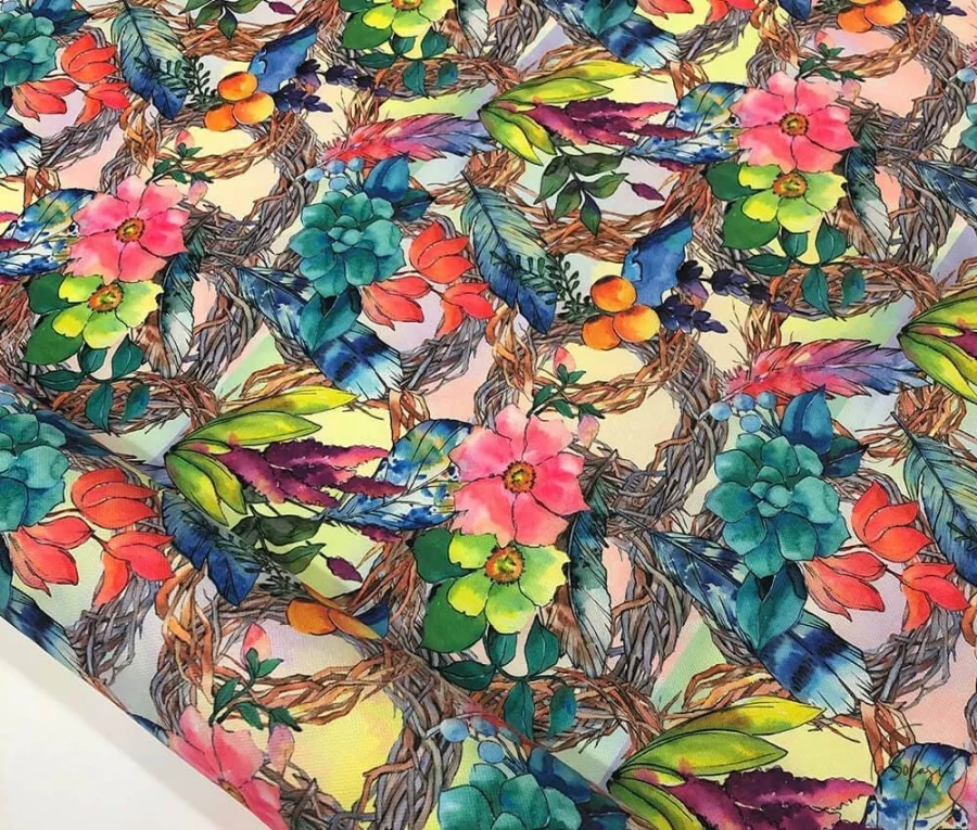 Colorful Floral Patterned Upholstery Fabric Colorful Floral Patterned Upholstery Fabric - Image 1