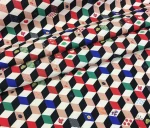 Colorful Geometric Cube Pattern Curtain Fabric - Image 3