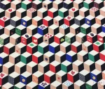 Colorful Geometric Cube Pattern Curtain Fabric