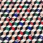Colorful Geometric Cube Pattern Curtain Fabric