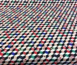 Colorful Geometric Cube Pattern Curtain Fabric - Image 5