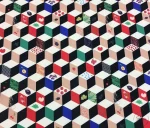 Colorful Geometric Cube Pattern Curtain Fabric - Image 6