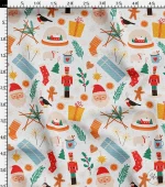 Colorful Nutcracker, Snow Globe and Sock Patterned Fabric - Image 3