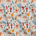 Colorful Nutcracker, Snow Globe and Sock Patterned Fabric
