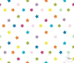 Colorful Star Patterned White Upholstery Fabric