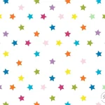 Colorful Star Patterned White Upholstery Fabric