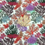 Coral Patterned Colorful Curtain Fabric