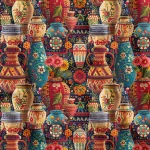 Ethnic Vase Pattern Upholstery Fabric