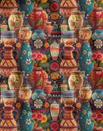 Ethnic Vase Pattern Upholstery Fabric