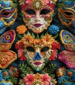 Fabric for Upholstery and Curtains Decorated with Carnival Masks - Image 4
