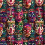 Face Mask Motif Upholstery Fabric Model