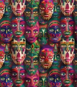 Face Mask Motif Upholstery Fabric Model