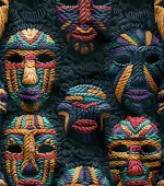 Face Masks Knitted Motif Upholstery New Fabric - Image 4