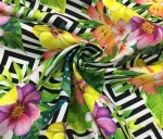 Geometric Pattern Background Yellow and Red Floral Upholstery Fabric - Image 3