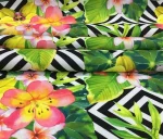 Geometric Pattern Background Yellow and Red Floral Upholstery Fabric - Image 5