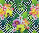 Geometric Pattern Background Yellow and Red Floral Upholstery Fabric - Image 7
