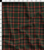 Green and Red Plaid Patterned Sofa and Curtain Fabric - Image 3