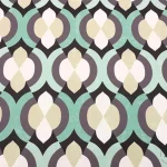 Green Beige Ethnic Patterned Curtain and Upholstery Fabric