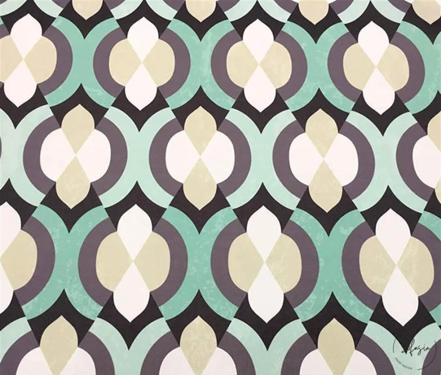 Green Beige Ethnic Patterned Curtain and Upholstery Fabric Green Beige Ethnic Patterned Curtain and Upholstery Fabric - Image 1