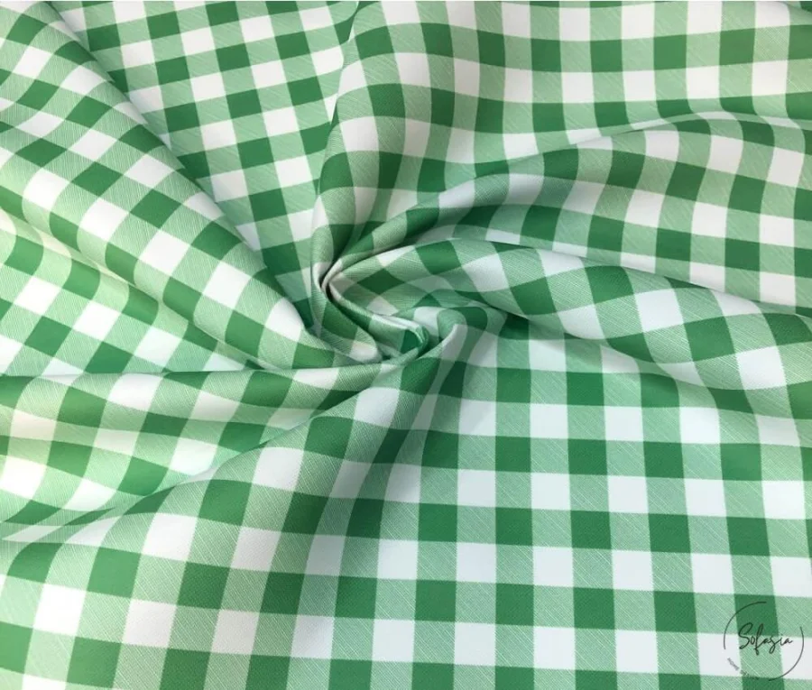 Green Plaid Sofa and Curtain Fabric with Square Pattern Green Plaid Sofa and Curtain Fabric with Square Pattern - Image 1
