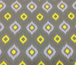 Grey, Lilac, Yellow Ikat Pattern Sofa and Curtain Fabric