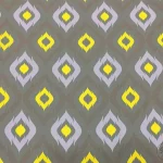 Grey, Lilac, Yellow Ikat Pattern Sofa and Curtain Fabric