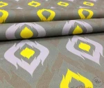 Grey, Lilac, Yellow Ikat Pattern Sofa and Curtain Fabric - Image 6