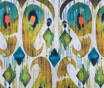 Ikat Patterned Upholstery Fabric in Yellow and Green Colors - Image 3