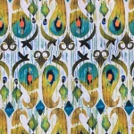Ikat Patterned Upholstery Fabric in Yellow and Green Colors