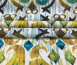Ikat Patterned Upholstery Fabric in Yellow and Green Colors - Image 7