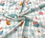 Light-colored fabric with Alice pattern and checkerboard design. - Image 5