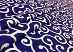 Navy Blue and White Batik Patterned Upholstery Fabric - Image 6
