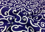 Navy Blue and White Batik Patterned Upholstery Fabric - Image 7