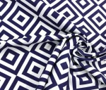 Navy Blue and White Checked Upholstery Fabric - Image 3