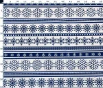 Navy Blue and White Fabric with Striped Snowflake Pattern and Kilim Motif - Image 3