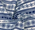 Navy Blue and White Fabric with Striped Snowflake Pattern and Kilim Motif - Image 4