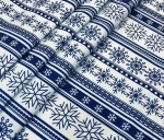 Navy Blue and White Fabric with Striped Snowflake Pattern and Kilim Motif - Image 5