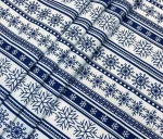 Navy Blue and White Fabric with Striped Snowflake Pattern and Kilim Motif - Image 6