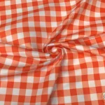 Orange Plaid Sofa and Curtain Fabric with Square Pattern