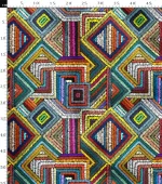 Patchwork Colorful Geometric Pattern Upholstery Fabric - Image 3