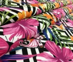 Pink Butterfly and Flower Patterned Checked Upholstery Fabric - Image 7