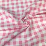 Pink Plaid Patterned Sofa and Curtain Fabric