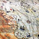 Piri Reis Map Patterned Upholstery Fabric