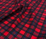 Red and Blue Plaid Patterned Sofa, Curtain and Cover Fabric - Image 3