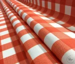 Red and White Plaid Upholstery Fabric - Image 8