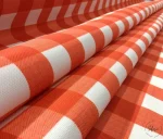 Red and White Plaid Upholstery Fabric - Image 9