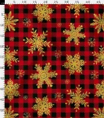 Red Plaid Fabric with Snowflake Symbol - Image 3