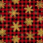 Red Plaid Fabric with Snowflake Symbol